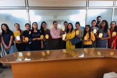 ‘Winning is a tradition for folk dance participants at SLIBA’: Students and volunteers with trophies from Gujarat University Youth Festival 2019; with managing trustee Shri P K Shastri and event in-charge Prof. Yukti Modhiya
