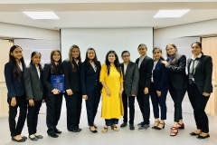 BBA Semester 6 students during their group project presentation and viva-voce on the topic of ‘Water Crisis in Ahmedabad and its Management’; with their project guide Dr. Deepal Joshi
