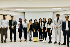 BBA Semester 6 students from Afghanistan, Africa, Bangladesh and Srilanka during their group project presentation and viva-voce on the topic of ‘B2C E-commerce comparison among several developing Asian nations’; with their project mentor Dr. Deepal Joshi